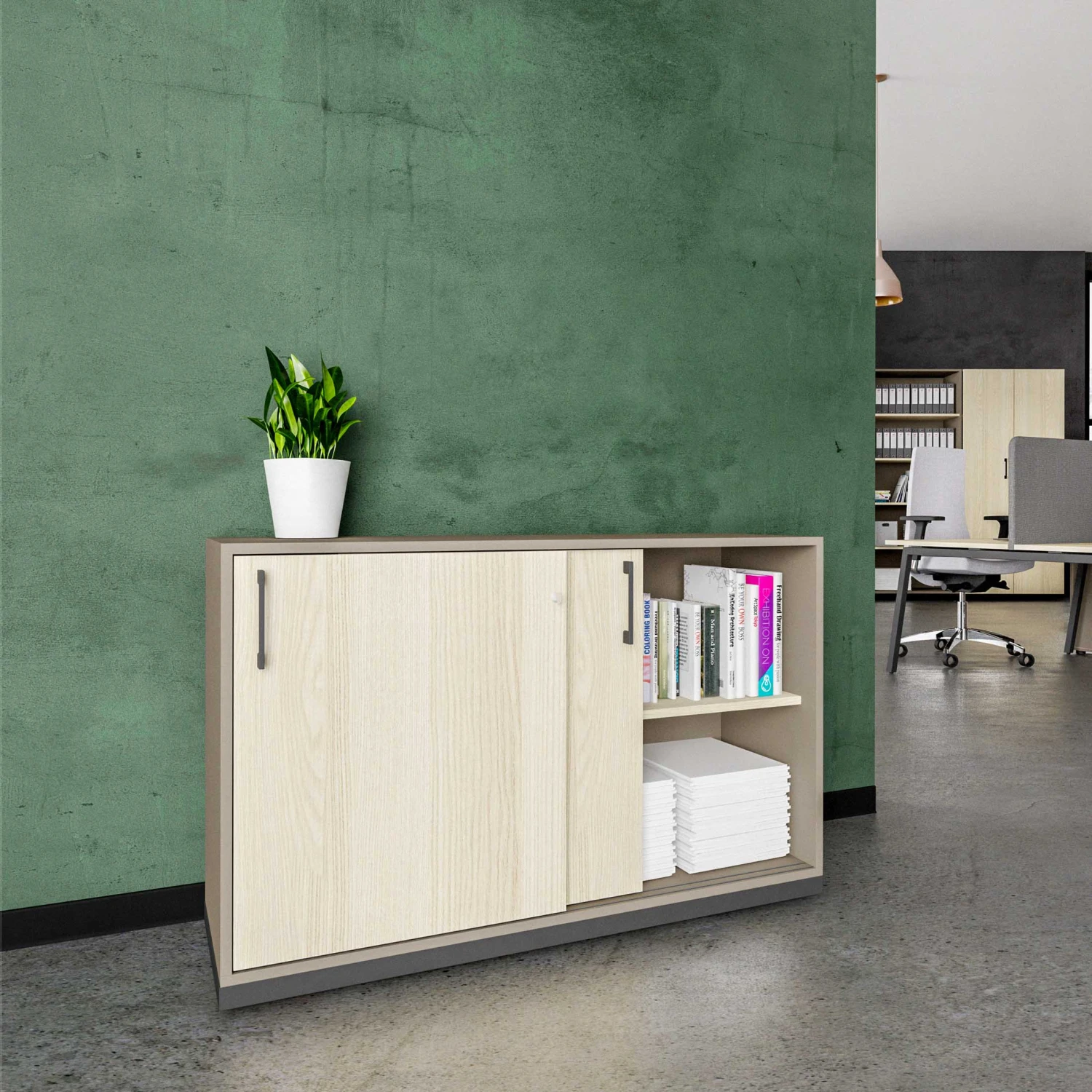 CHOICE Schiebetürenschrank | 2 OH, 1200 X 760 Mm, Cubanitgrau / Sandesche 3 CHOICE Schiebetürenschrank | 2 OH, 1200 X 760 Mm, Cubanitgrau / Sandesche