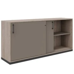 CHOICE Schiebetürenschrank | 2 OH, 1600 X 760 Mm, Nordeiche Grau / Cubanitgrau -Möbel Pro Verkauf Schiebetuerenschrank CHOICE abschliessbar 2 OH 160 x 76 cm Schrank Bueroschrank Sideboard Lowboard Cubanitgrau Nordeiche grau 1