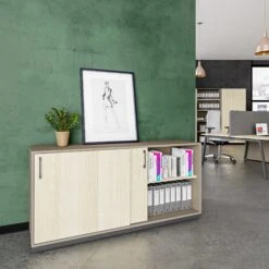 CHOICE Schiebetürenschrank | 2 OH, 1600 X 760 Mm, Cubanitgrau / Sandesche