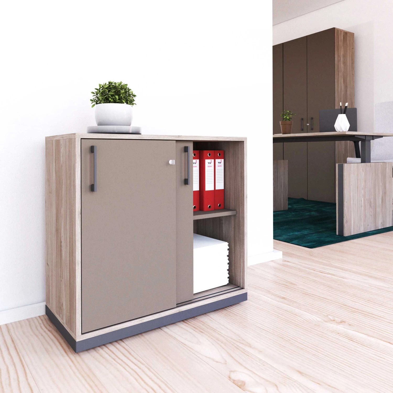 CHOICE Schiebetürenschrank | 2 OH, 800 X 760 Mm, Cubanitgrau / Nordeiche Grau 3 CHOICE Schiebetürenschrank | 2 OH, 800 X 760 Mm, Cubanitgrau / Nordeiche Grau