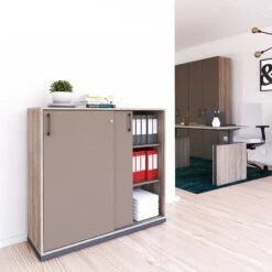 CHOICE Schiebetürenschrank | 3 OH, 1200 X 1115 Mm, Cubanitgrau / Nordeiche Grau