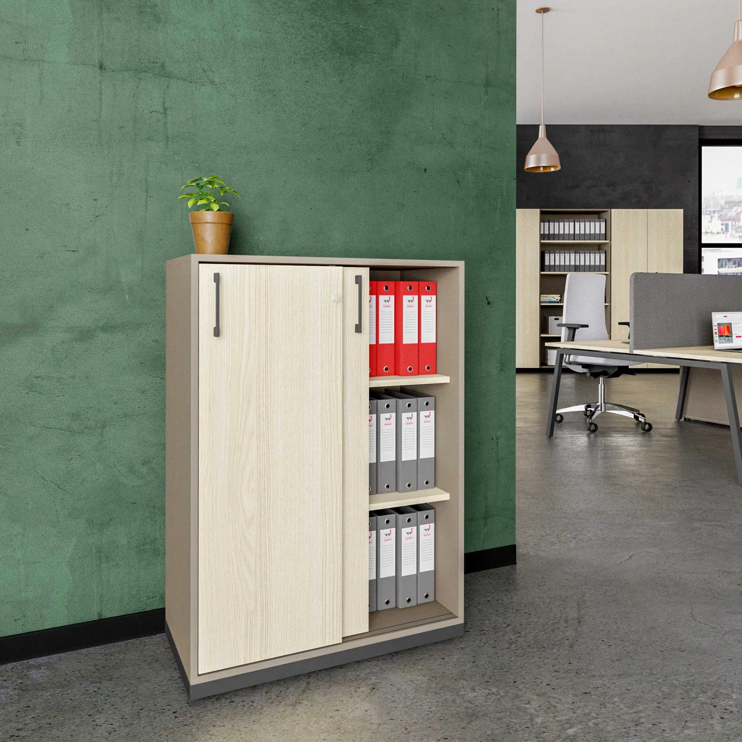 CHOICE Schiebetürenschrank | 3 OH, 800 X 1115 Mm, Cubanitgrau / Sandesche 3 CHOICE Schiebetürenschrank | 3 OH, 800 X 1115 Mm, Cubanitgrau / Sandesche