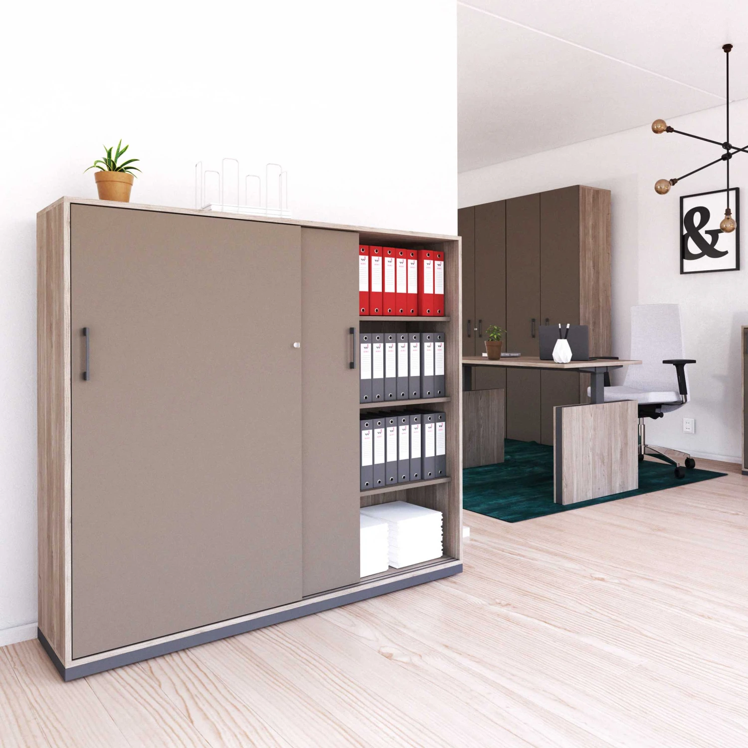 CHOICE Schiebetürenschrank | 4 OH, 1600 X 1465 Mm, Nordeiche Grau / Cubanitgrau 3 CHOICE Schiebetürenschrank | 4 OH, 1600 X 1465 Mm, Nordeiche Grau / Cubanitgrau