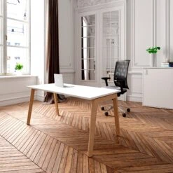 NOVA WOOD Schreibtisch | Massivholz-Gestell, 1600 X 800 Mm, Weiß