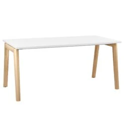 NOVA WOOD Besprechungstisch | Massivholz-Gestell, 1600 X 800 Mm, Weiß -Möbel Pro Verkauf Schreibtisch NOVA Wood 160 x 80 Weiss Holz Buerotisch Computertisch Skandi 1 1