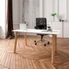 NOVA WOOD Schreibtisch | Massivholz-Gestell, 1600 X 800 Mm, HPL Weiß -Möbel Pro Verkauf Schreibtisch NOVA Wood HPL 160 x 80 cm Weiss Holz Buerotisch Computertisch Buero