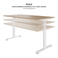 SCALE Schreibtisch | 1600 - 1800 Mm, Manuell Höhenverstellbar, Bernsteineiche -Möbel Pro Verkauf Schreibtisch SCALE 160 180 cm manuell hoehenverstellbar Bernsteineiche T Fuss Homeoffice Buerotisch Cheftisch 3