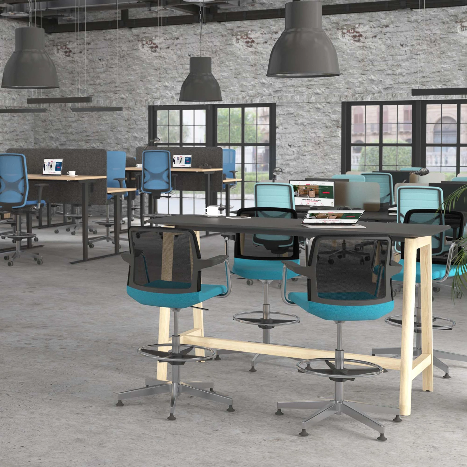 WIND Counterstuhl | 5-Stern-Basis, Fußstütze, Netzrücken, Wollbezüge VELITO / SYNERGY 4 WIND Counterstuhl | 5-Stern-Basis, Fußstütze, Netzrücken, Wollbezüge VELITO / SYNERGY – Bild 2