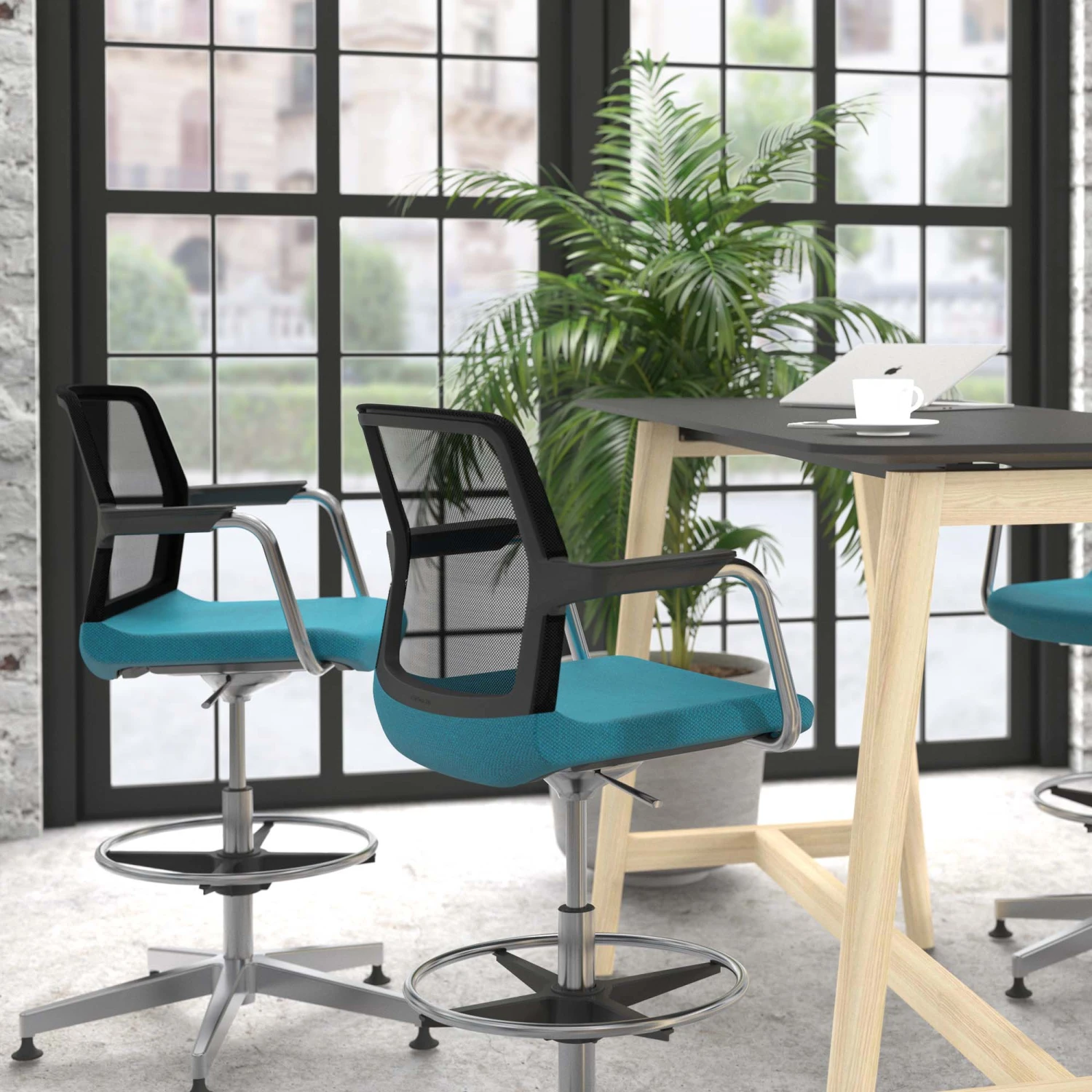 WIND Counterstuhl | 5-Stern-Basis, Fußstütze, Netzrücken, Wollbezüge VELITO / SYNERGY 5 WIND Counterstuhl | 5-Stern-Basis, Fußstütze, Netzrücken, Wollbezüge VELITO / SYNERGY – Bild 3