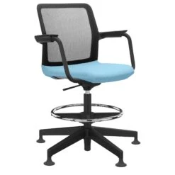 WIND Counterstuhl | 5-Stern-Basis, Fußstütze, Netzrücken, Wollbezüge VELITO / SYNERGY 17 WIND Counterstuhl | 5-Stern-Basis, Fußstütze, Netzrücken, Wollbezüge VELITO / SYNERGY -Möbel Pro Verkauf Schwarzer Konferenzstuhl WIND 5 Stern Basis schwarzer Netzruecken Kunststoff Armlehnen und Rahmen in schwarz verchromter Fussstuetzenring Wollbezuege VELITO SYNERGY 4