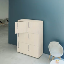 NOVA Spind | 6 Schließfächer, 800 X 1092 Mm, Ahorn -Möbel Pro Verkauf Spind Schliessfach NOVA mit 6 Schliessfaechern in Ahorn Silber Schrank Spind Wertfach Schliessfach 1