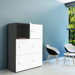 NOVA Spind | 6 Schließfächer, 800 X 1092 Mm, Anthrazit / Weiß