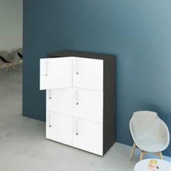 NOVA Spind | 6 Schließfächer, 800 X 1092 Mm, Anthrazit / Weiß -Möbel Pro Verkauf Spind Schliessfach NOVA mit 6 Schliessfaechern in Anthrazit Weiss Schrank Spind Wertfach Schliessfach 1