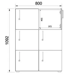 NOVA Spind | 6 Schließfächer, 800 X 1092 Mm, Ahorn / Weiß -Möbel Pro Verkauf Spind Schliessfach NOVA mit 6 Schliessfaechern in 1