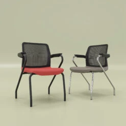 WIND Konferenzstuhl | Netzrücken, Stapelbar, Polyesterbezug LUCIA