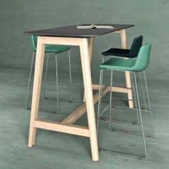 NOVA WOOD Hochtisch | Massivholz-Gestell, 1600 X 700 Mm, HPL FENIX Schwarz -Möbel Pro Verkauf Stehtisch NOVA Wood 160 x 70 cm HPL Schwarz Holz Hochtisch Bartisch Tresentisch Theke