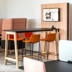 NOVA WOOD Hochtisch | Massivholz-Gestell, 1800 X 700 Mm, HPL FENIX Schwarz -Möbel Pro Verkauf Stehtisch NOVA Wood FENIX HPL 180 x 70 cm Schwarz Holz Hochtisch Bartisch Tresentisch Theke