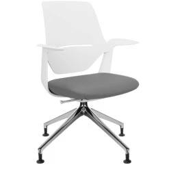 Möbel Pro Verkauf -Möbel Pro Verkauf Synchronmechanischer Drehstuhl TRILLO PRO Hellgraue Kunststoffelemente aus Polyamid Aluminium poliertes Gestell mit Teflongleitern Fixierte Armlehnen Hellgrau 15