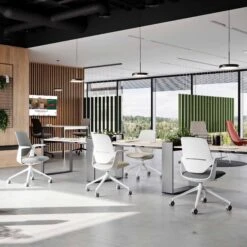 Profim - TRILLO PRO Drehstuhl | Aluminium Poliertes Gestell, Rückenlehne Gepolstert, Synchronmechanik, Hellgrau -Möbel Pro Verkauf Synchronmechanischer Drehstuhl TRILLO PRO Hellgraue Kunststoffelemente aus Polyamid Rueckenlehne gepolstert Aluminium poliertes Gestell mit Rollen Fixierte Armlehnen Hellgrau 13