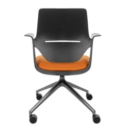 Profim - TRILLO PRO Drehstuhl | Synchronmechanik, Schwarz -Möbel Pro Verkauf Synchronmechanischer Drehstuhl TRILLO PRO Schwarze Kunststoffelemente aus Polyamid Pulverbeschichtetes Alu Gestell in Anthrazit mit Rollen Fixierte Armlehnen Schwarz 3