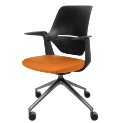 Profim - TRILLO PRO Drehstuhl | Synchronmechanik, Schwarz -Möbel Pro Verkauf Synchronmechanischer Drehstuhl TRILLO PRO Schwarze Kunststoffelemente aus Polyamid Pulverbeschichtetes Alu Gestell in Anthrazit mit Rollen Fixierte Armlehnen Schwarz 6