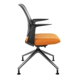 Möbel Pro Verkauf -Möbel Pro Verkauf Synchronmechanischer Drehstuhl TRILLO PRO Schwarze Kunststoffelemente aus Polyamid Pulverbeschichtetes Alu Gestell mit Teflongleitern in Anthrazit Fixierte Armlehnen Schwarz 1