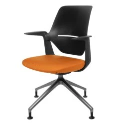 Profim - TRILLO PRO Drehstuhl | Synchronmechanik, Schwarz -Möbel Pro Verkauf Synchronmechanischer Drehstuhl TRILLO PRO Schwarze Kunststoffelemente aus Polyamid Pulverbeschichtetes Alu Gestell mit Teflongleitern in Anthrazit Fixierte Armlehnen Schwarz 6