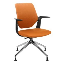 Profim - TRILLO PRO Drehstuhl | Aluminium Poliertes Gestell, Rückenlehne Gepolstert, Synchronmechanik, Schwarz