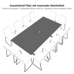 T-EASY Konferenztisch | 2400 X 1200 Mm (10 - 12 Personen), Elektrifiziert, Ahorn -Möbel Pro Verkauf T EASY Konferenztisch 240x120 cm Ahorn mit ELEKTRIFIZIERUNG Besprechungstisch Besprechungstisch Meetingtisch Esstisch Coworking 30