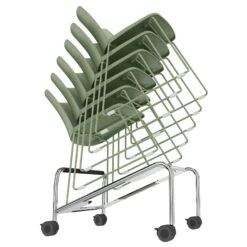 Transportwagen Für Kufen- Und Vierbeingestell-Stühle | Chrom -Möbel Pro Verkauf Transportwagen 25 mm dickes Chromstahlrohr Universalrollen 80 mm Mechanische Feststellbremse Chrom 2