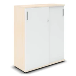 UNI Schiebetürenschrank | 3 OH, 1000 X 1143 Mm, Ahorn / Weiß -Möbel Pro Verkauf UNI Aktenschrank abschliessbar 3 OH 1 0 M Weiss Bueroschrank Schiebetuerenschrank Highboard Bueroschrank