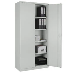 Stahlschrank | 5 OH, 920 X 1950 Mm, Lichtgrau -Möbel Pro Verkauf Universeller CEHA Akten Stahlschrank H195 cm x B92cm x T42cm Fluegeltuerenschrank 5 Ordnerhoehen 4 verstellbare Stahleinlegeboeden Pulverbeschichteter Raulack Sicherheits Zylin 7
