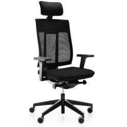 Profim - XENON 111 SFL Net Bürodrehstuhl | Lordosenstütze, Netzrücken, Kopfstütze, Schwarz